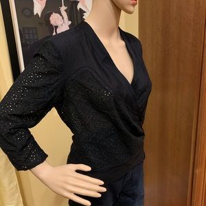 Elie Tahari Eyelet Wrap Blouse size Medium
